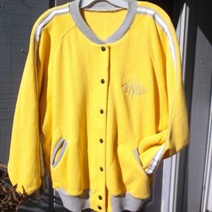 Oversize Yellow Baseball Style Snap SWEATSHIRT M